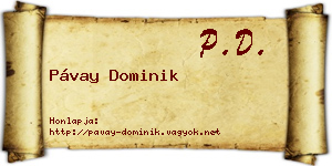 Pávay Dominik névjegykártya